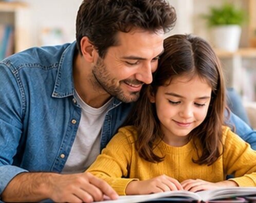 Disleksili çocuğa evde okuma çalışmalarında destek olan ebeveyn